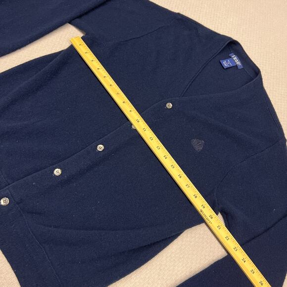 Izod Cardigan Sweater Mens Medium Navy Blue Knit Preppy Classic Golf Made in USA - Picture 5 of 6